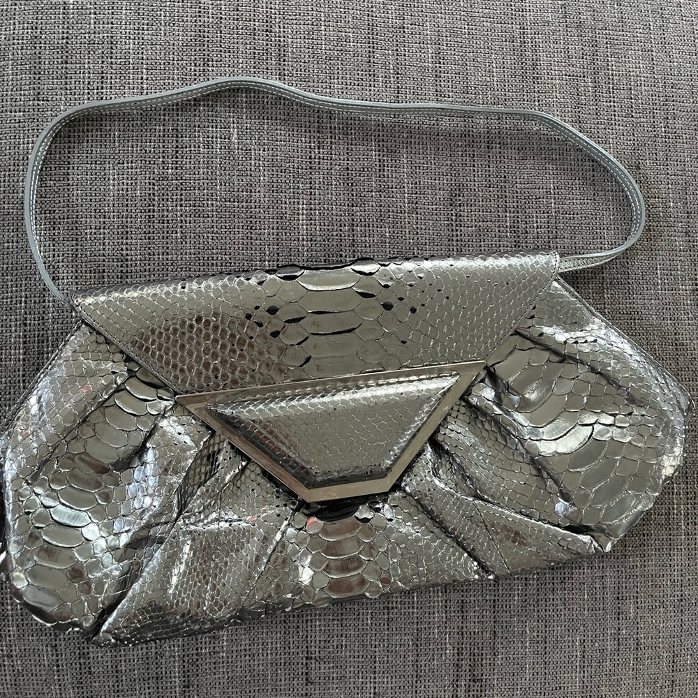 Jane August *Autographed* Silver Python Handbag V… - image 1